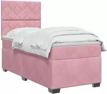 vidaXL Boxspringbett mit Matratze und Kopfteil, rosa, Samt, 80x200cm (3453541)