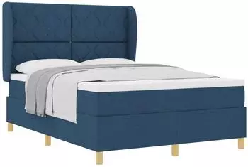 vidaXL Boxspringbett mit Kopfteil 140x190cm, blau, Stoff