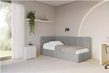 ALTDECOR DEXY Jugendbett mit Bettkasten, 100x200cm, grau (800001942034)