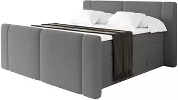 ALTDECOR EVON-Z King Boxspringbett mit Topper, H3/H4, grau, 200x200cm