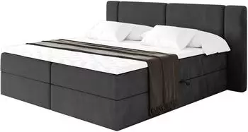 ALTDECOR Evon Boxspringbett mit Bettkasten, Topper, H4-Matratze, 160x200cm, schwarz