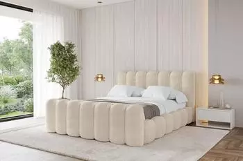 ALTDECOR Sena-Z Polsterbett mit Bettkasten, Lattenrost & Matratze H3/H4, 180x200cm, beige (800001593037)