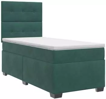 vidaXL Boxspringbett mit Matratze, dunkelgr&uuml;n, Samt, 90x190cm (3453551)
