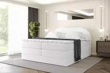 ALTDECOR NOX KING Boxspringbett mit Bettkasten, 140x200cm, weiß Kunstleder