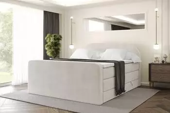 ALTDECOR NOX-Z KING Boxspringbett mit Matratze & Topper, beige, 200x200cm (800001859420)