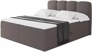ALTDECOR NINA Boxspringbett mit Matratze H4, Topper, 200x200cm, braun (800001940419)