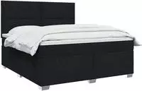 vidaXL Boxspringbett mit Matratze Schwarz 160 x 200 cm Stoff