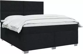 vidaXL Boxspringbett mit Matratze, Stoff, schwarz, 160x200cm (3453453)
