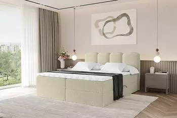 ALTDECOR Nina Boxspringbett 160x200cm, H4-Matratze, Topper, beige (800001940493)