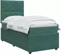 vidaXL LED Boxspringbett mit Matratze Dunkelgr&uuml;n 80 x 200 cm Samt