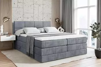 ALTDECOR Ardeni King Boxspringbett 140x200cm, grau Samt, H3/H4 (800001952130)