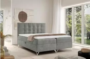 Fun M&ouml;bel Candela Boxspringbett 200x200cm, Stoff Coral, grau