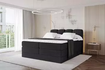 ALTDECOR Nina King Boxspringbett 140x200cm schwarz, H3/H4 Matratze (800001935950)