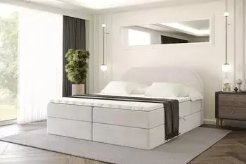 ALTDECOR NOX Boxspringbett mit Bettkasten, Velours beige, H4, 200x200cm
