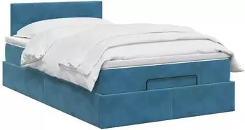 vidaXL Ottoman-Bett mit Matratze und LED, dunkelblau, Samt, 120x190cm