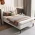 Stilvora Polsterbett 90x200cm, Samt, beige, mit Lattenrost (KABOLJGGR4AA)