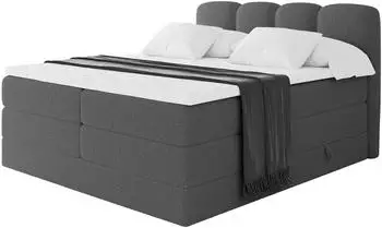 ALTDECOR Nina King Boxspringbett 200x200cm grau, H3/H4 Matratze (800001936008)