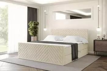 ALTDECOR Vexa-Z Boxspringbett mit Matratze H4, Topper & Bettkasten, 200x200cm, beige (800001953057)