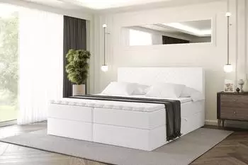 ALTDECOR VEXA Boxspringbett mit Matratze H3, Kunstleder wei&szlig;, 200x200cm (800001767693)