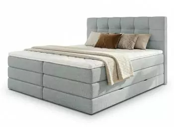 Sofnet Best XL Boxspringbett mit 2 Bettk&auml;sten und Topper, Webstoff, blau, 160x200cm