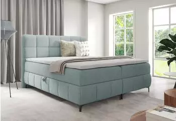 Home Collective Boxspringbett mit Bettkasten & Topper, hellblau, 160x200cm