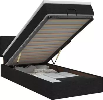 vidaXL Ottoman-Bett mit Matratze, schwarz, 90x190cm, Stoff