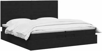 vidaXL Ottoman-Bett mit Matratze, schwarz, 200x200cm, Stoff