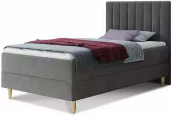 Sofnet Gold Mini Boxspringbett mit Bettkasten, Bonell-Matratze & Topper, 120x200cm, grau