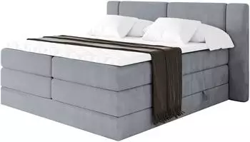 ALTDECOR Evon King Boxspringbett 160x200cm, grau, H3/H4 Matratze mit Topper (800002005063)