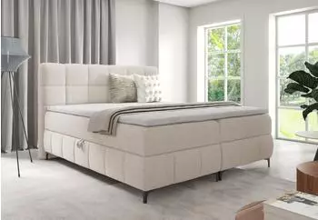 Home Collective Boxspringbett mit Bettkasten und Topper, Bonell-Federkern, creme, 140x200cm