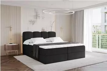 ALTDECOR Nina Boxspringbett 140x200cm, H3, schwarz (800001940651)