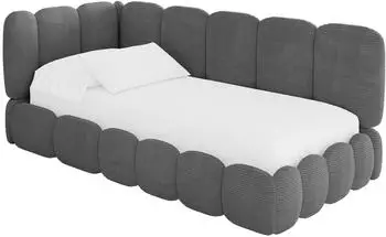ALTDECOR AVRY Jugendbett mit Bettkasten und Matratze, 100x200cm, dunkelgrau