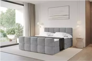 ALTDECOR FAMA-Z Boxspringbett mit Topper, 160x200cm, grau (800001955185)