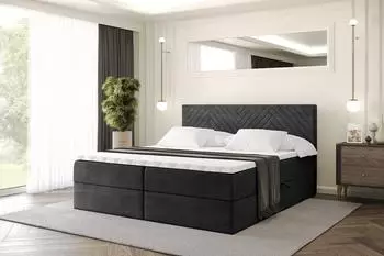 ALTDECOR Vexa Boxspringbett mit Matratze H4, Lattenrost & Topper, 200x200cm, schwarz (800001800893)