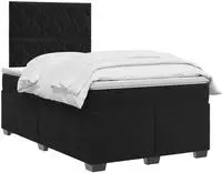 vidaXL Boxspringbett mit Matratze Schwarz 120 x 190 cm Samt