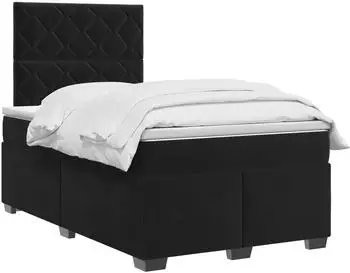 vidaXL Boxspringbett mit Matratze, Samt, schwarz, 120x190cm (3453610)