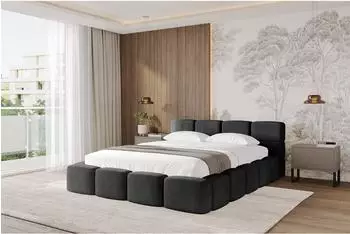 ALTDECOR NATA-v1 Polsterbett mit Bettkasten und Lattenrost, schwarz Hochglanz, 180x200cm (800001952439)