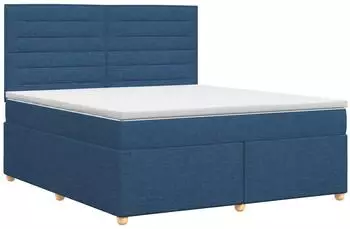 vidaXL Boxspringbett mit Matratze und Kopfteil, Stoff, blau, 140x200cm (3453899)