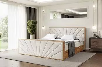 ALTDECOR Lolli6-Z Boxspringbett mit Matratze H4, Lattenrost & Topper, 140x200cm, beige (800001954277)