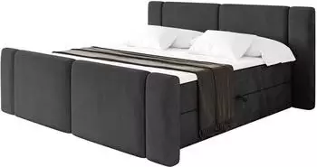 ALTDECOR Evon-Z Boxspringbett mit Fu&szlig;teil, schwarz, 140x200cm, H4 (800002004990)