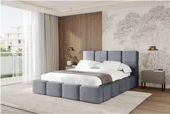ALTDECOR NATA Polsterbett mit Bettkasten, Lattenrost & Matratze H3/H4, 180x200cm, grau (800001949006)