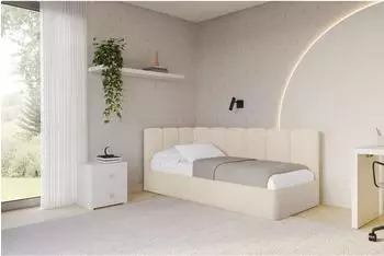 ALTDECOR DEXY Jugendbett mit Bettkasten, 100x200cm, beige (800001938978)