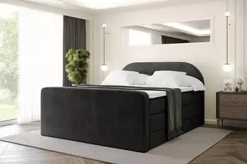 ALTDECOR NOX-Z KING Boxspringbett mit Matratze & Topper, 200x200cm, schwarz (800001859379)