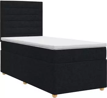 vidaXL Boxspringbett mit Matratze, schwarz, 100x200cm, Stoff (3453811)