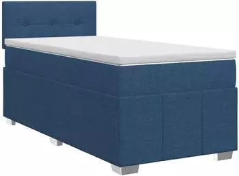 vidaXL Boxspringbett mit Matratze und Kopfteil, Stoff, blau, 100x200cm (3451149)