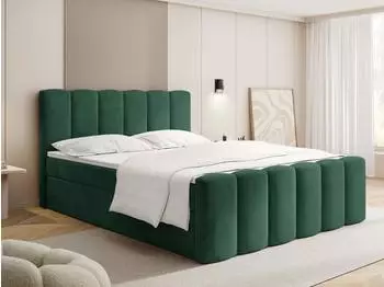 WFL GROUP Serenity Boxspringbett mit Bettkasten, dunkelgr&uuml;n Samt 180x200cm, H4 Taschenfederkern (800002023851)