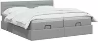 vidaXL Ottoman Bett mit Matratze mit Kopfteil 2 pcs Hellgrau Stoff