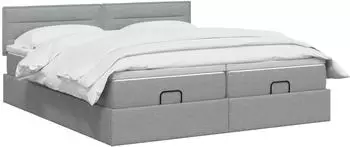 vidaXL Ottomanbett mit Matratze und Kopfteil, hellgrau, Stoff (3456670)