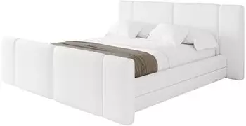 ALTDECOR Tevo-Z Polsterbett mit Bettkasten und Lattenrost, 120x200cm, wei&szlig; Hochglanz, H3/H4 (800002003780)