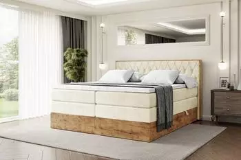 ALTDECOR Lolli5 King Boxspringbett mit Matratze H3/H4 und Lattenrost, beige, 160x200cm (800001729705)